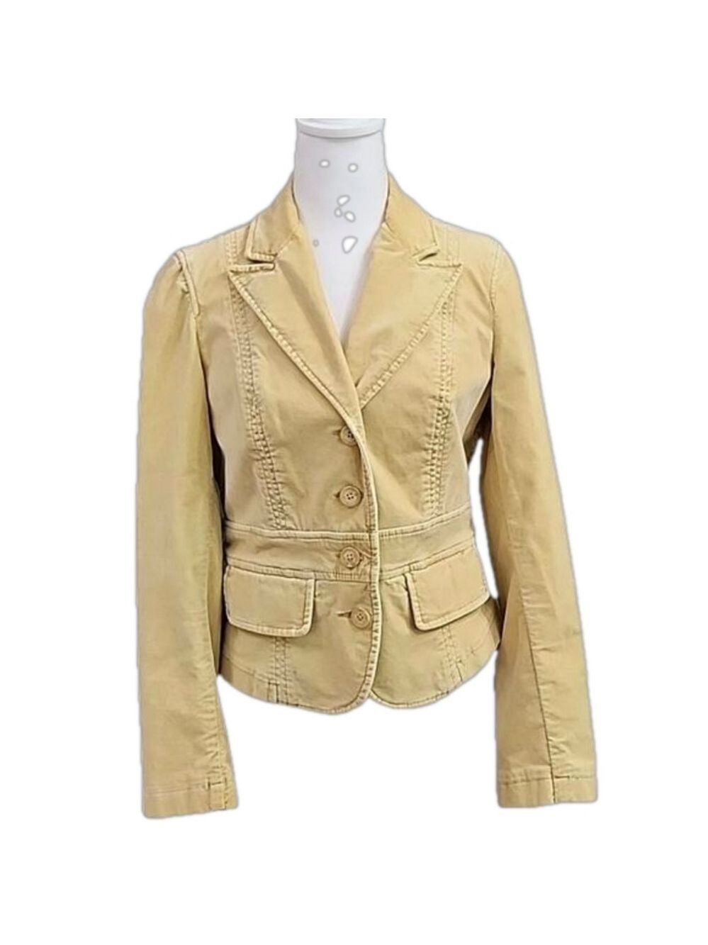 TOMMY HILFIGER STRETCH RETRO BLAZER BEiGE VELVET WOMEN'S MEDIUM
